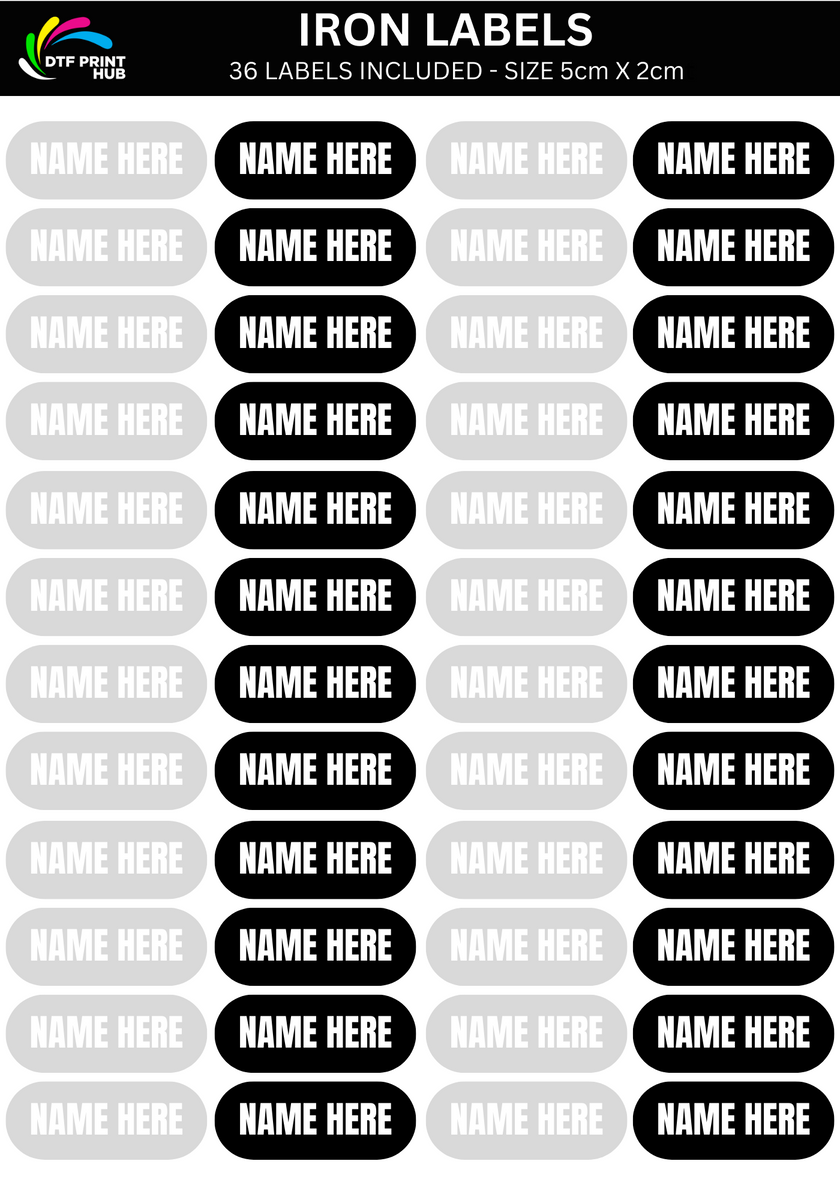 Name Label Iron On Labels DTF Print Hub Australia