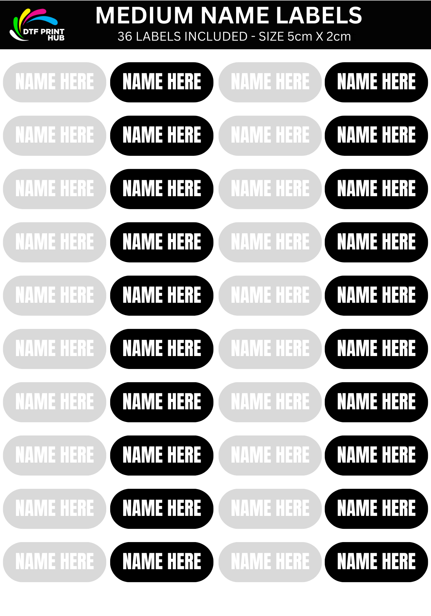Name Label - Medium Labels – DTF Print Hub - Australia